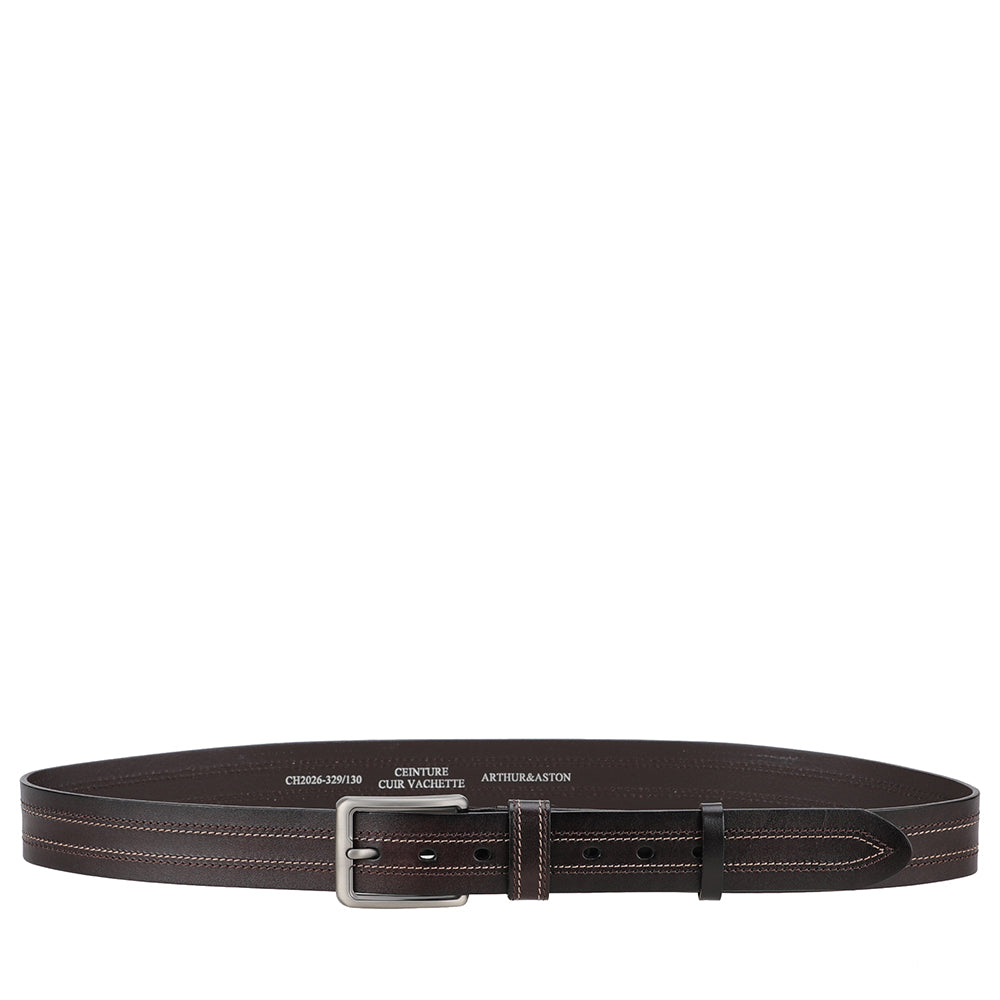 Ceinture de costume Homme cuir double surpiqûre