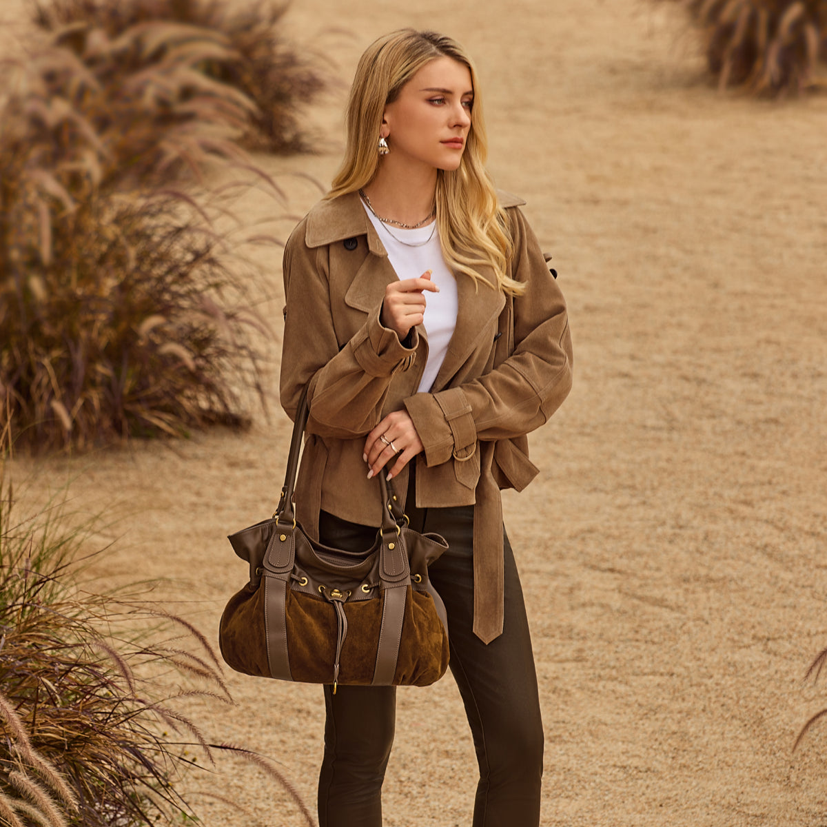 Sac épaule L Camille Suède cuir